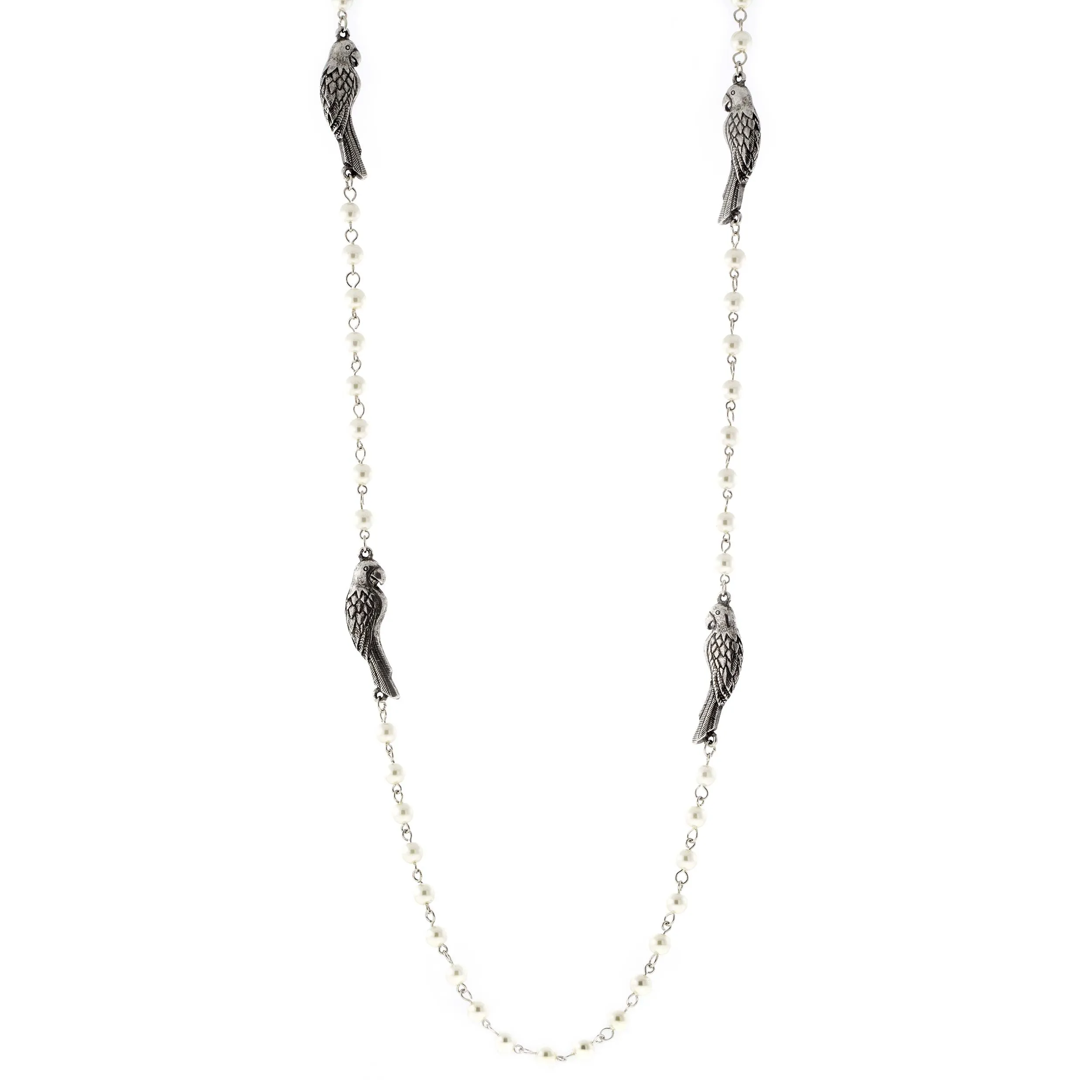 1928 Jewelry® Pewter Parrot Pearl Chain Necklace 36
