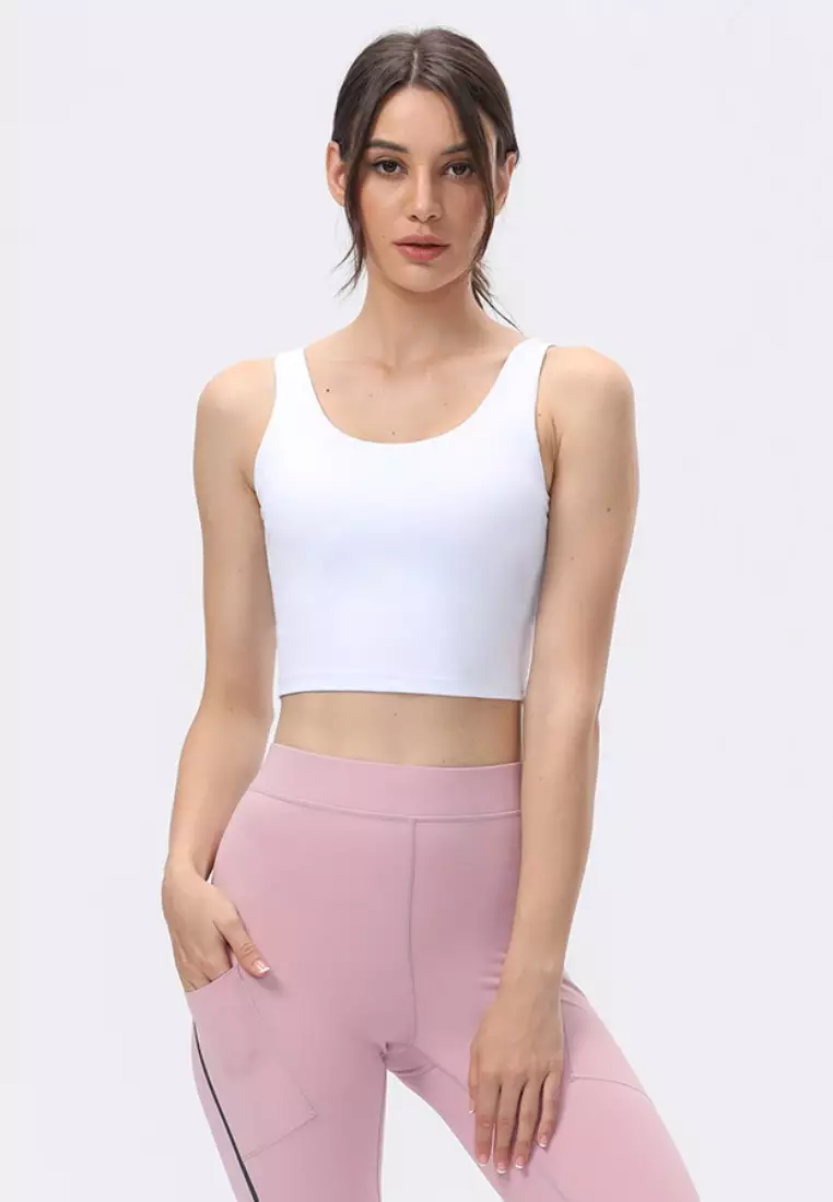 B-CODE YGA1037_White_Lady Quick Drying Running Fitness Yoga Sports Tank Top