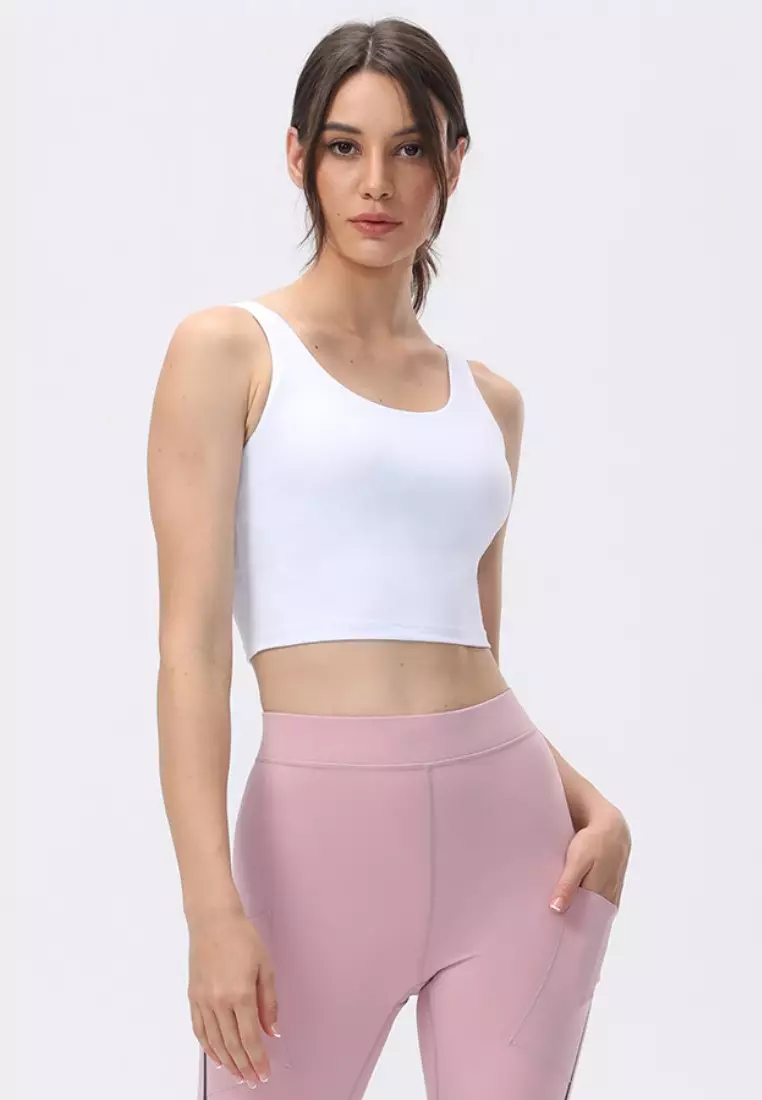 B-CODE YGA1037_White_Lady Quick Drying Running Fitness Yoga Sports Tank Top