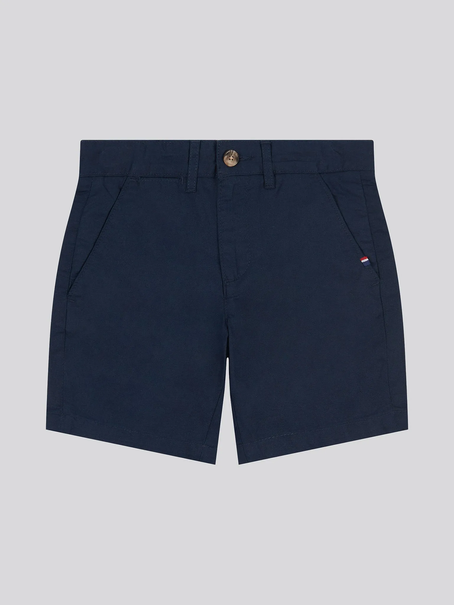 Boys Linen Blend Chino Shorts in Dark Sapphire Navy