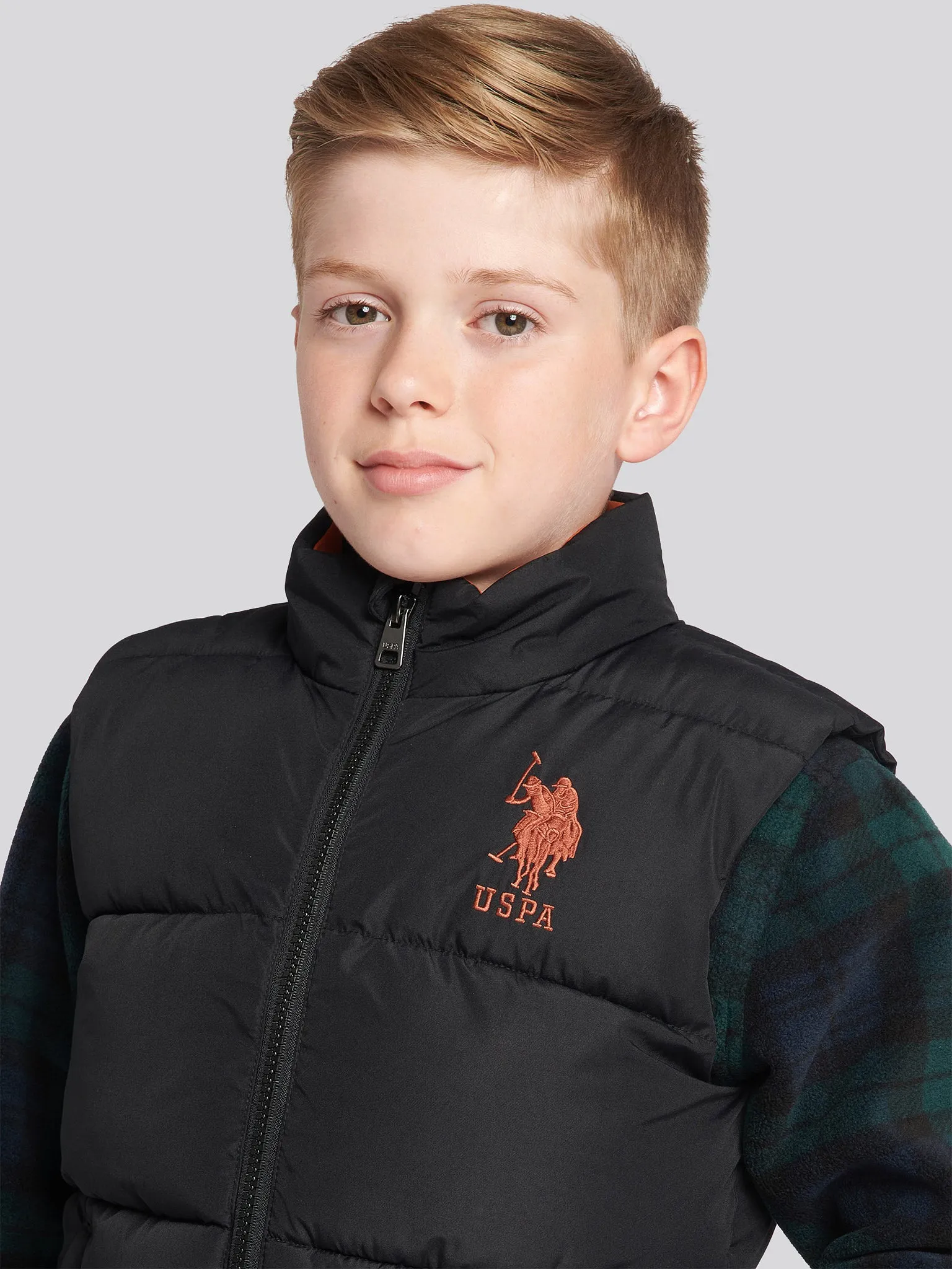 Boys Thick Quilted Gilet in Black