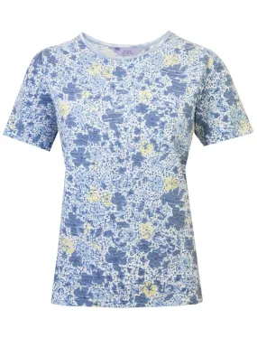Bright Blue Print Crew Neck Top