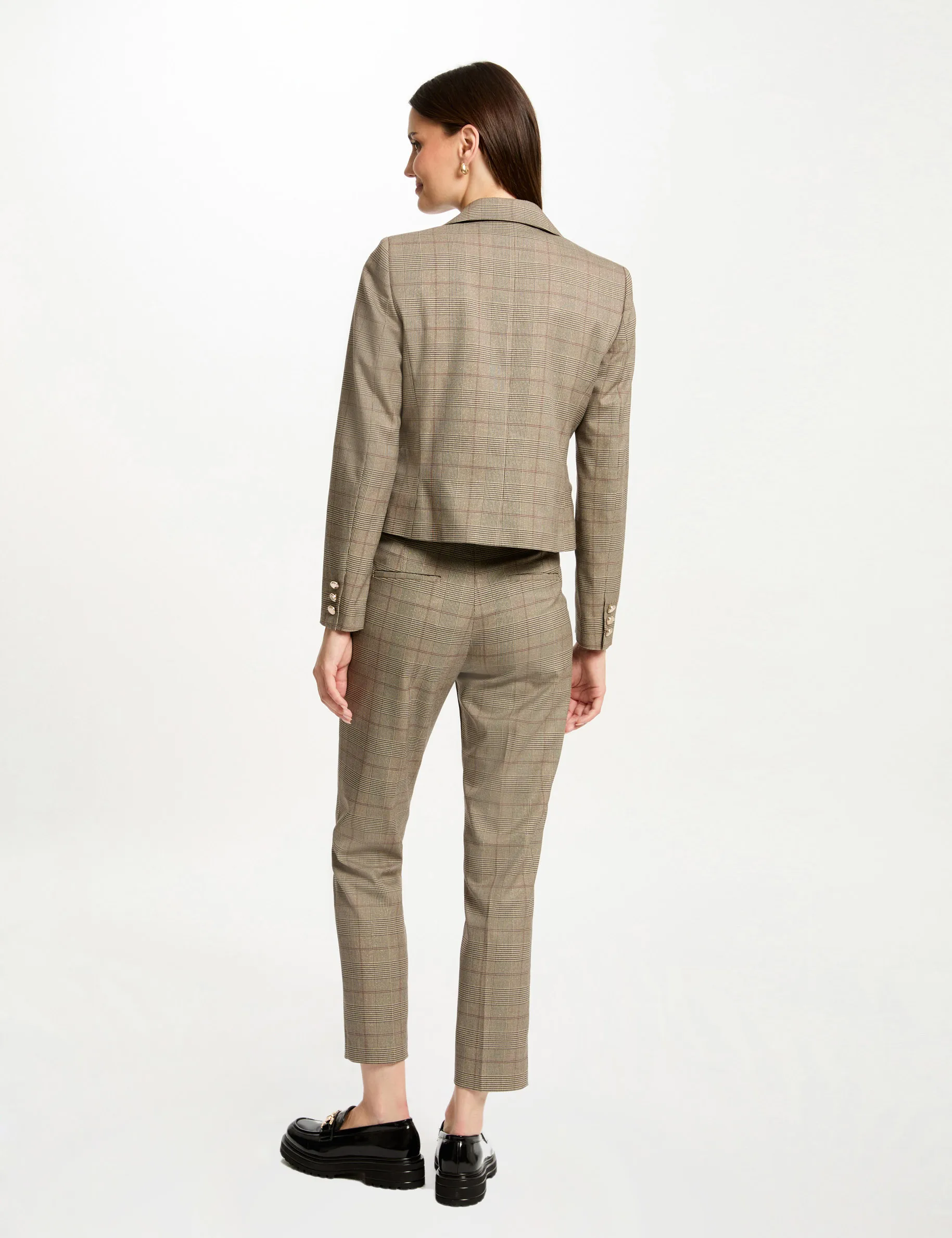 Checked waisted blazer multicolored women