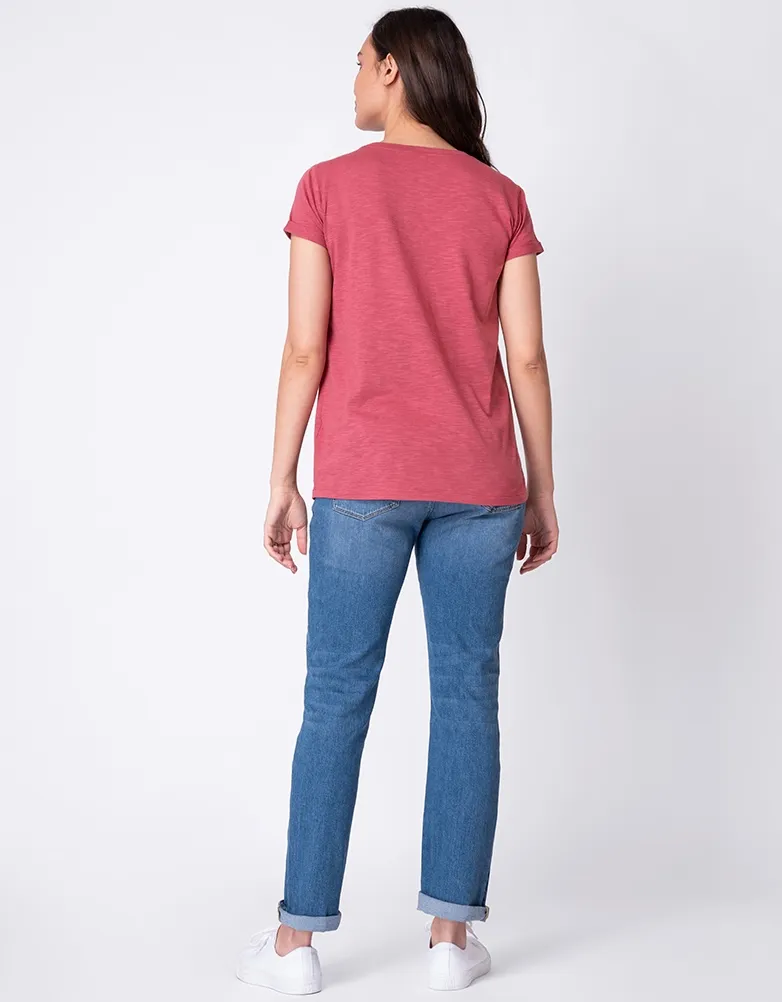 Cotton Maternity & Nursing T-Shirt - Rose