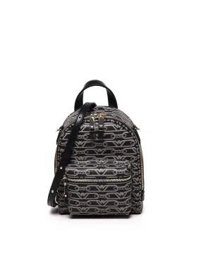Emporio Armani Mini Backpack Bag In Fabric With Jacquard Logo