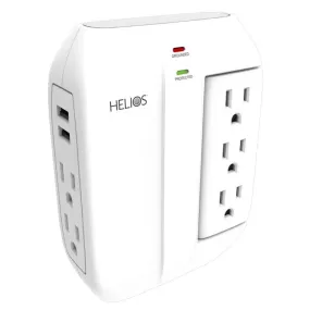 Helios Helios 5 Outlet Wall Tap Surge Protector with 2 USB Charging Ports