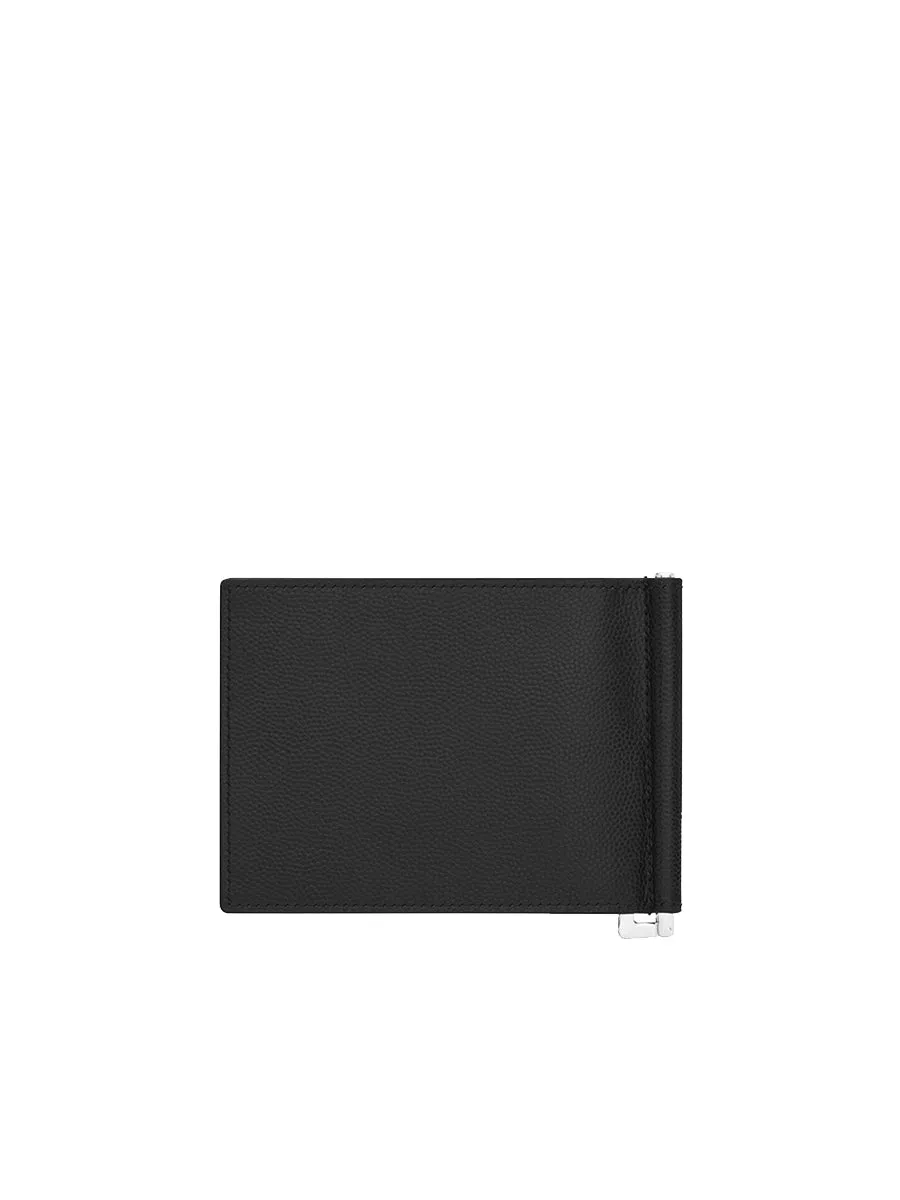 Paris Bill Clip Wallet in Grain De Poudre Embossed Leather in Black