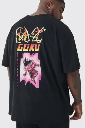 Plus Dragon Ball Z Licence Back Print T-shirt in Black