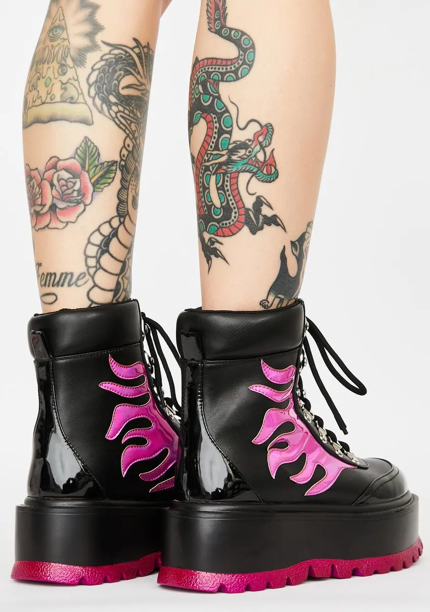 Purple Helios Flame Combat Boots-