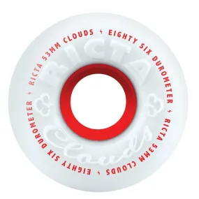 Ricta Wheels Clouds Skateboard Wheels 86A White Red 55mm