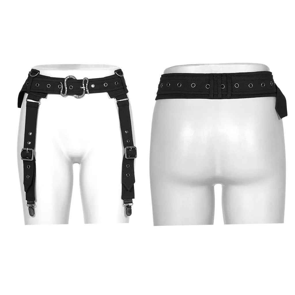 Women's Gothic  Snakeskin Buckle Garter Belts